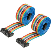 IDC Rainbow Wire Flat Ribbon Cable 16 Pins 128cm Length 2.54mm Pitch 2pcs Type-B