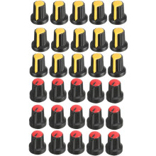 30Pcs 17x15mm Plastic Potentiometer Rotary Knob Yellow Red,for 6mm Diameter Shaft Guitar Volume Knob.