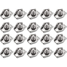 20 Pcs 304 Stainless Steel Single Wire Rope Clip Cable Clamp for 1.5mm-2mm Rope