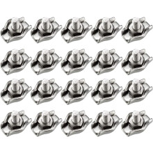 20Pcs 304 Stainless Steel Single Wire Rope Clip Cable Clamp Suit for 0.8-1.5mm Rope
