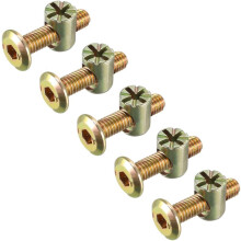 M6x25mm Furniture Bolt Nut Set Hex Socket Screw 22.8mm Thread Length with Barrel for Beds Headboards Chairs 5 Sets