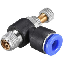 Push to Connect Air Flow Control Valve,Elbow,6mm OD x G1/8 Male Thread,Pneumatic Flow Speed Controller Valve,Blue