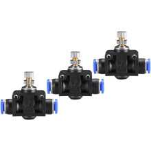 6mm OD Pneumatic Air Flow Control Valve with Push-to-Connect Fitting,Straight Air Pneumatic Flow In-Line Speed Controller Valve,3pcs