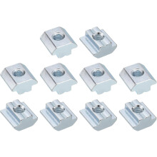 t Nuts, 10pcs - Galvanized Carbon Steel t Slot Bolts, 4545 Series M8 Hammer Head Fastener, Sliding t Nuts for Aluminum Extrusion Profile (Silver)