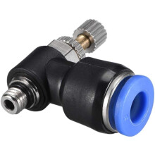 Push to Connect Air Flow Control Valve,Elbow,6mm OD x M5 Male Thread,Pneumatic Flow Speed Controller Valve,Blue 5pcs
