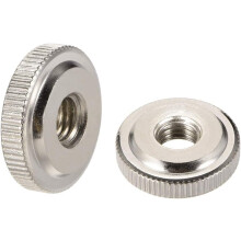 Round Knurled Thumb Nuts Conector Lock Adjusting Nuts, M10 Female Threaded Thin Type, Nickel Plated, Pack of 5