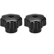 2pcs Star Knobs M10 Metric Female Thread 39mm 7-Point Star Plastic Head Through Hole Brass Insert Screw-in Threaded Hand Knob Clamping Handles Jig Kno