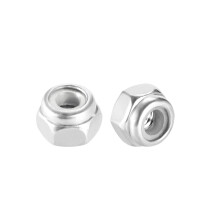 Hex Lock Nuts - M2.5 x 0.45mm Stainless Steel Nylon Insert Self-Locking Nuts for Fasteners, 50Pcs Silver Tone