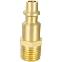 High-Flow Plug, Brass Quick Coupler Plug Air Hose Fitting Quick-Connect Fitting, 1/4" NPT Male Plug
