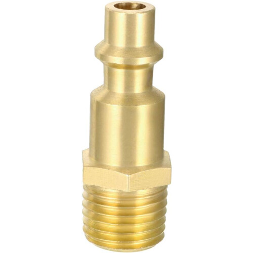 High-Flow Plug, Brass Quick Coupler Plug Air Hose Fitting Quick-Connect Fitting, 1/4" NPT Male Plug