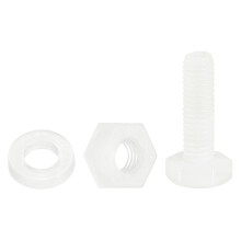 150 Pcs/50 Sets Nylon Hex Bolts, M3 x 10mm Plastic Full Threaded Hex Head Screws Bolts and Nuts with Flat Washers for Machinery Electronics Industrial