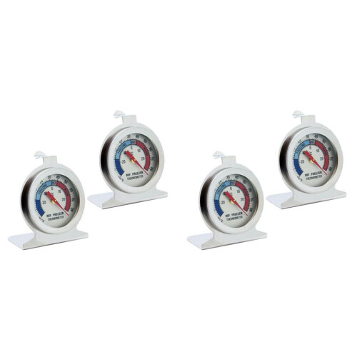 4 Pcs Refrigerator Thermometer 20-20/-20-80 Fridge Analog Thermometer Large Dial with Red Indicator Thermometer