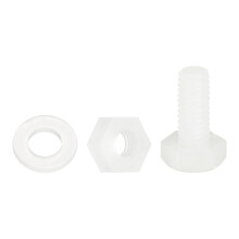 150 Pcs/50 Sets Nylon Hex Bolts, M4 x 10mm Plastic Full Threaded Hex Head Screws Bolts and Nuts with Flat Washers for Machinery Electronics Industrial