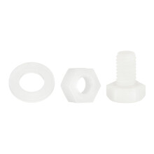 150 Pcs/50 Sets Nylon Hex Bolts, M6 x 10mm Plastic Full Threaded Hex Head Screws Bolts and Nuts with Flat Washers for Machinery Electronics Industrial