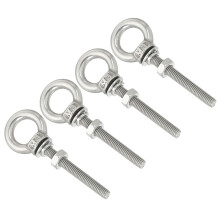 M3*25 1/8"x0.98" Stainless Steel Eye Bolts Threaded Screw Eyebolt Shoulder Ring with Nuts Washers for Lifting Hanging, 4 Set