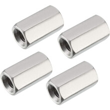 M8 x 1.25-Pitch 24mm Length 304 Stainless Steel Metric Hex Coupling Nut, 4pcs