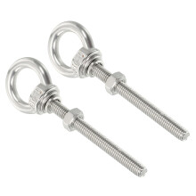 M6*50 1/4"x1.97" Stainless Steel Eye Bolts Threaded Screw Eyebolt Shoulder Ring with Nuts Washers for Lifting Hanging, 2 Set
