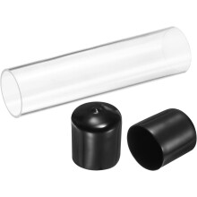 Clear Rigid Acrylic Pipe, 54mm(2.13") ID x 60mm(2.36") OD 10" Round Polycarbonate Tube Plastic Tubing with Rubber Caps for Plumbing, Lighting, Aquariu