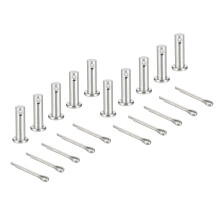 10Pcs M6x20mm Clevis Pins, 304 Stainless Steel Single Hole Flat Head Hitch Fastener Lock Systems with Cotter Pins for Furniture Installation Trailer L