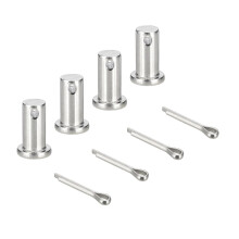 4Pcs M10x20mm Clevis Pins, 304 Stainless Steel Single Hole Flat Head Hitch Fastener Lock Systems with Cotter Pins for Furniture Installation Trailer L