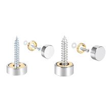 Mirror Screws Decorative Caps Cover Nails Polished Stainless Steel 10mm 4pcs and 14mm 4pcs for Mirrors, Tea Tables, Wardrobes