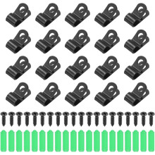 20Pcs 7mm(1/4") Fence Wire Clamps, Agricultural Fencing Mounting Clips R Type Cable Clamps with Screws and Expansion Tubes for Mount Welding Wires to