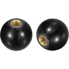 2Pcs Threaded Ball Knobs, M8 Female Thread Thermoset Ball Knob 32mm Dia Round Operation Ball Handles with Copper Insert for Machine Lever Handle, Blac