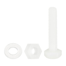 150 Pcs/50 Sets Nylon Hex Bolts, M4 x 20mm Plastic Full Threaded Hex Head Screws Bolts and Nuts with Flat Washers for Machinery Electronics Industrial