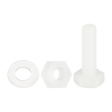 300 Pcs/100 Sets Nylon Hex Bolts, M4 x 15mm Plastic Full Threaded Hex Head Screws Bolts and Nuts with Flat Washers for Machinery Electronics Industria