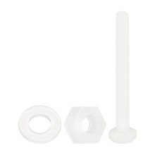 300 Pcs/100 Sets Nylon Hex Bolts, M4 x 35mm Plastic Full Threaded Hex Head Screws Bolts and Nuts with Flat Washers for Machinery Electronics Industria