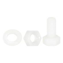 300 Pcs/100 Sets Nylon Hex Bolts, M5 x 10mm Plastic Full Threaded Hex Head Screws Bolts and Nuts with Flat Washers for Machinery Electronics Industria