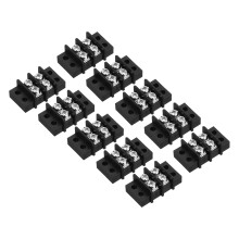 10 Pcs 2 Positions Terminal Block 300V 20A 9.5mm Pitch Dual Rows 2 Circuits DIN Row Screw Terminals Strip