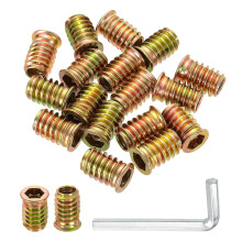 50 Pcs Threaded Insert for Wood, 5/16" - 18 Carbon Steel Threaded Studs Hex Socket Drive Nut Inserts Screw in Nut Fastener Connector with Hex Wrench 2
