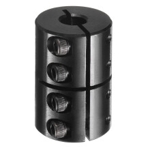 Shaft Coupling, 1/2" to 3/8" Bore, 1-1/8" OD, 1-3/4" Length, Black Oxide Plated Rigid Single Split Clamping Coupling with #8-32 x 1/2" Set Screws for