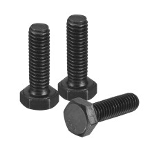 3Pcs M6-1 x 20mm Left Hand Hex Head Bolt, Black Oxide Carbon Steel Reverse Fully Threaded Fastener Screws Bolts for Machinery, Automobiles and Constru