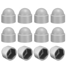 12Pcs Hex Nut Cover, M10x16x22mm Plastic Dome Nut Protection Cap Hex Screws Bolt Covers for Indoor Outdoor Furniture Automotive Bolts Decoration, Gray