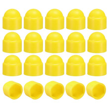 20Pcs Hex Nut Cover, M12x18x23mm Plastic Dome Nut Protection Cap Hex Screws Bolt Covers for Indoor Outdoor Furniture Automotive Bolts Decoration, Yell