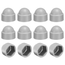 12Pcs Hex Nut Cover, M8x14x15mm Plastic Dome Nut Protection Cap Hex Screws Bolt Covers for Indoor Outdoor Furniture Automotive Bolts Decoration, Gray