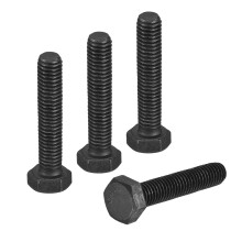 4Pcs M8-1.25 x 40mm Left Hand Hex Head Bolt, Black Oxide Carbon Steel Reverse Fully Threaded Fastener Screws Bolts for Machinery, Automobiles and Cons
