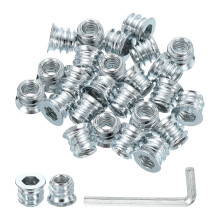 50 Pcs Threaded Insert for Wood, 1/4" - 20 Carbon Steel Threaded Studs Hex Socket Drive Nut Inserts Screw in Nut Fastener Connector with Hex Wrench 10