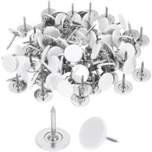 120Pcs Push Pins, 11mmx17mm Round Flat Head Decorative Thumb Tacks Upholstery Tacks for Cork Board Office Wall Hangings, White