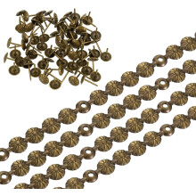 Upholstery Nailhead Trim, 4 Meters Flower Upholstery Tacks Strips, Decorative Nail Trims with Nails for Sofa Headboard, Chair DIY Furniture Accessory