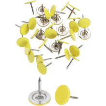 30Pcs Push Pins, 11mmx17mm Round Flat Head Decorative Thumb Tacks Upholstery Tacks for Cork Board Office Wall Hangings, Light Yellow
