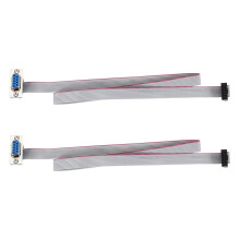 IDC Wire Flat Ribbon Cable DB9 Female to FC-10 Female Connector 2.54mm Pitch 50cm Length 4pcs