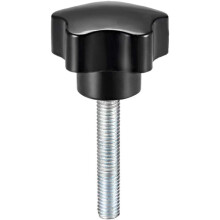 Star Knob Handle M8 x 30mm Male Thread Steel Zinc Stud Black PP