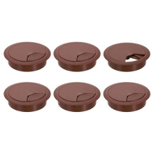 6 Pcs 80mm (3.15 Inch) Desk Grommet, Plastic Cable Hole Cover, Wire Cord Cable Organizer for Home Office Computer Desk Cabinet, Brown