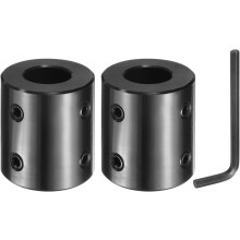 2 Pcs Shaft Coupling, 7/8" Bore 1-3/4" OD 2" Length Black Oxide Plated Steel Rigid Coupling with Hex Wrench for 3D Printers Motor Wheel (4 Screws Each
