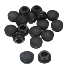 15pcs Silicone Rubber Hole Plugs, Arc Round Bottle Hole Stoppers for 14-15mm Inner Snap in Type Locking Plug Cover for Furniture Accessory, Black