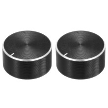 2pcs Potentiometer Knob Knurled Shaft Black Tone Aluminum Smooth Surface Rotary Knob 26mmx13mm Volume Control Knob