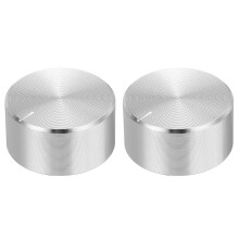 2pcs Potentiometer Knob Knurled Shaft Silver Tone Aluminum Smooth Surface Rotary Knob 26mmx13mm Volume Control Knob